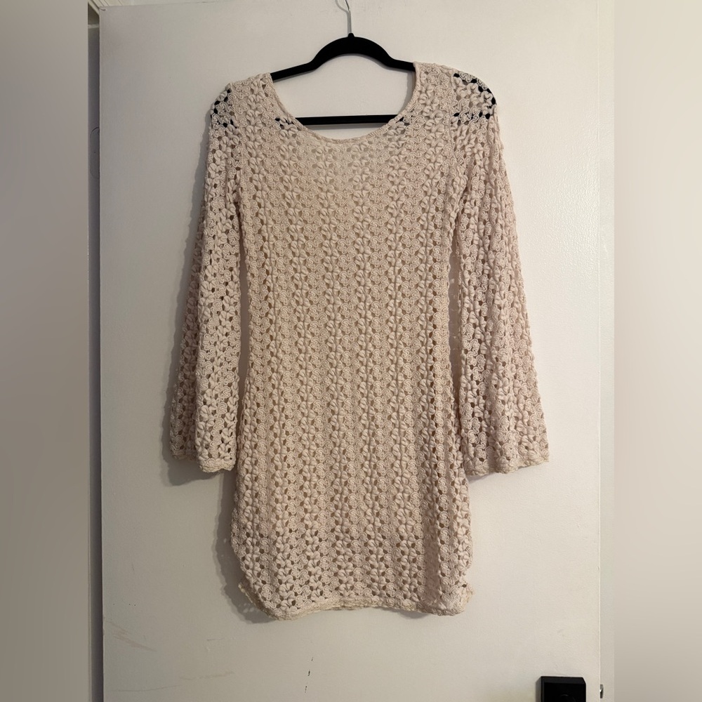 FREE PEOPLE  Ivory Gypsy Lace Bodycon Dress SIZE: SMALL - Picture 5 of 12